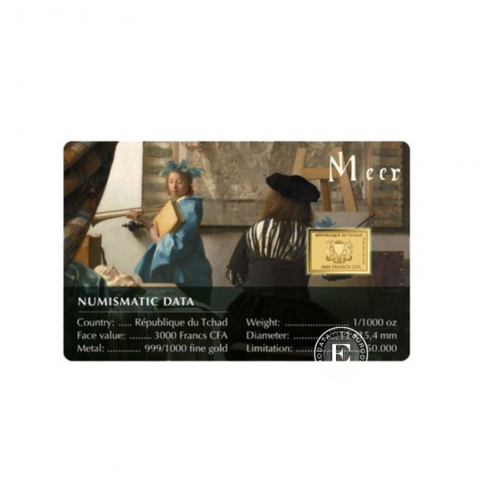 1/1000 oz gold bar Johannes Vermeer Paintings – The Art of Painting, Chad