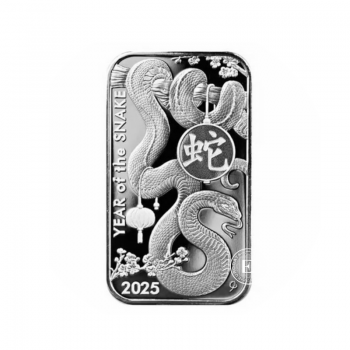1 oz  (31.10 g)  silver bar The Lunar - Snake, Asahi 999