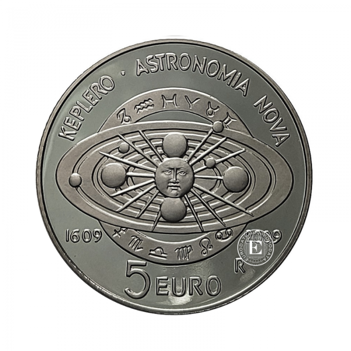 5 Eur (18 g)  silver PROOF coin  Johannes Kepler, San Marino 2009