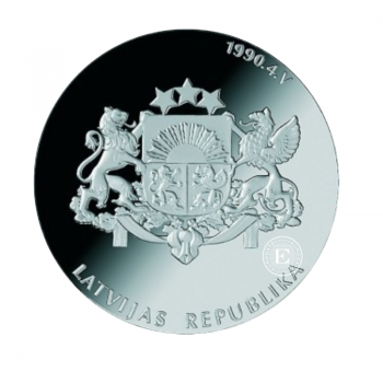1 lat (31.47 g) silver colored PROOF coin Rebirth of the state, Latvia 2007