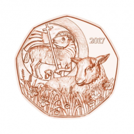 5 Eur pièce  en cuivre Easter lamb, Autriche 2017