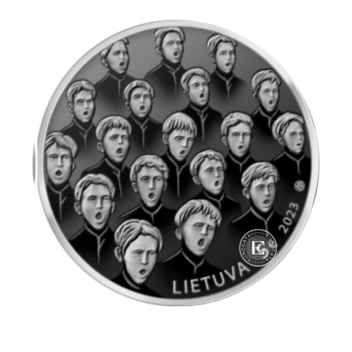 5 Eur sidabrinė moneta PROOF Berniukų ir jaunuolių choras Ąžuoliukas, Lietuva 2023