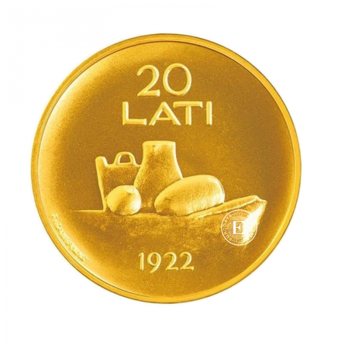 20 latų (10 g) auksinė moneta Latvijos moneta, Latvija 2008