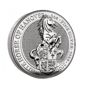 2 oz (62.20 g) sidabrinė moneta Queen's Beasts - Baltasis žirgas, Didžioji Britanija 2020