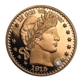1 oz (31.10 g) miedziana moneta round  Barber Half Dollar, USA random year