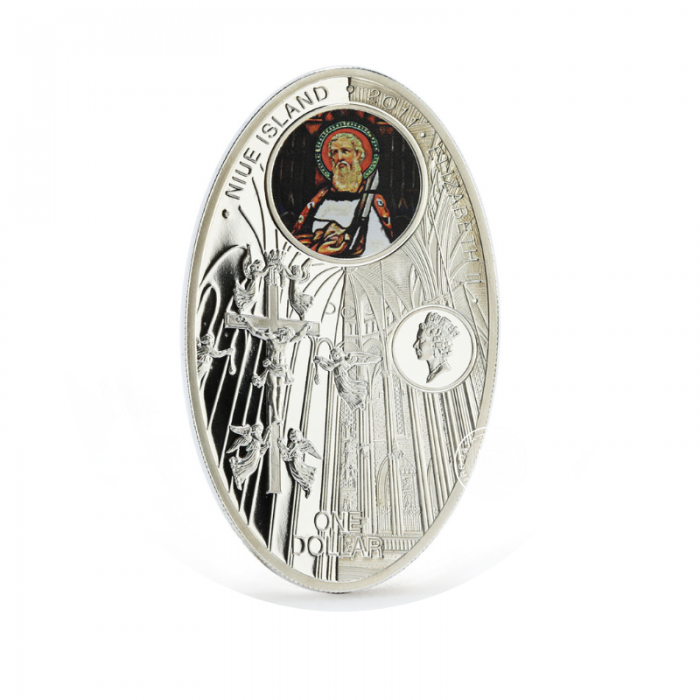 1 dolar (28.28 g) silver colored PROOF coin Barcelona Cathedral, Niue 2011