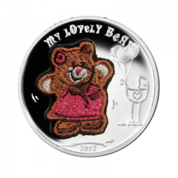 5 dolerių (20 g) sidabrinė spalvota PROOF moneta Lovely Bear, Palau 2012 