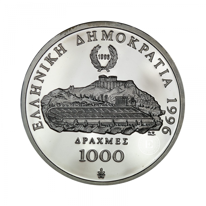 1000 Dram (33.63 g)  Silbermünze PROOF 100th Anniversary of the Olympics - Running, Griechenland 1996
