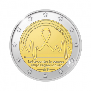 2 Eur BU coin on card Fight against cancer, Belgium 2024 