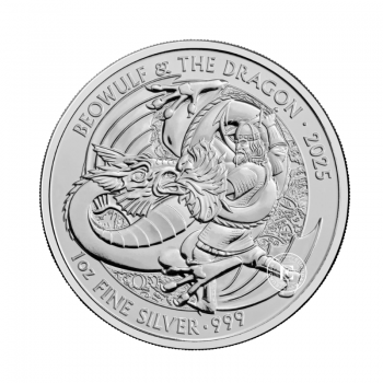 1 oz (31.10 g) sidabrinė moneta Mitai ir Legendos - Beowulf and Dragon, Didžioji Britanija 2025