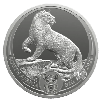1 oz (31.10 g) sidabrinė moneta kortelėje Didysis penketas - Leopardas, Pietų Afrikos Respublika 2026