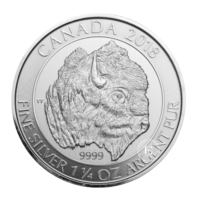 1.25 oz (38.88 g) pièce d'argent Bison, Canada 2018