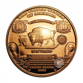 1 oz  (31.10 g) pièce de cuivre round Banknote Bison, USA random year