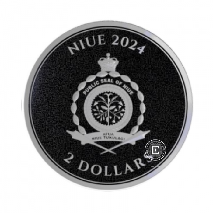 1 oz (31.10 g) sidabrinė moneta Bitcoin, Niujė 2024