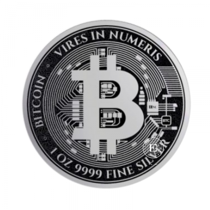 1 oz (31.10 g) sidabrinė moneta Bitcoin, Niujė 2024