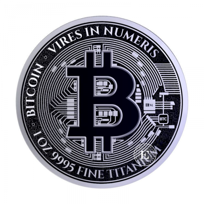 1 oz (31.10 g) titano moneta Bitcoin, JAV 2026