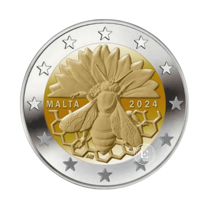 2 Euro coin on coincard Bee, Malta 2024
