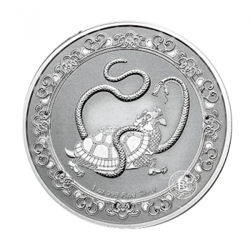 1 oz (31.10 g) sidabrinė moneta Celestial Animals - The Black Turtle, Niujė 2021