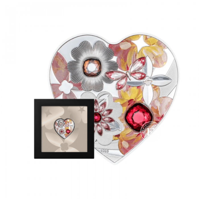 20 g sidabrinė PROOF spalvota moneta Brilliant Love, Kuko Salos 2026