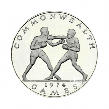 1 talo (27.70 g) sidabrinė PROOF moneta Commonwealth Games - Bokso rungtynės, Samoa 1974