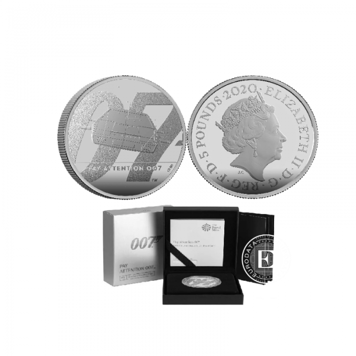 1 oz (31.10 g) silver PROOF coin James Bond - Pay Attention, Tuvalu 2020