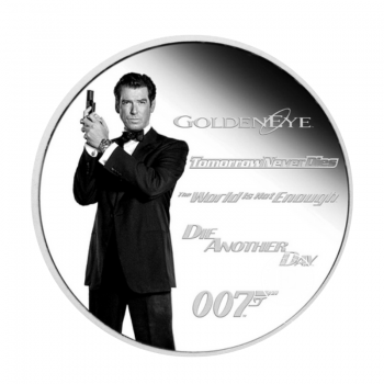 1 oz (31.10 g) sidabrinė spalvota PROOF moneta James Bond - Pierce Brosnan, Tuvalu 2024 (su sertifikatu)