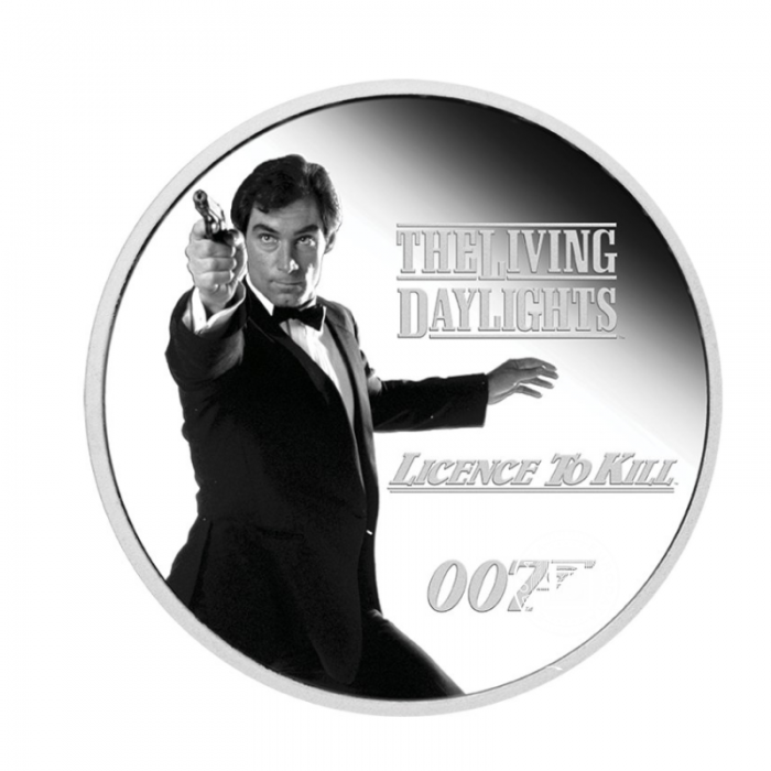 1 oz (31.10 g) silver colored PROOF coin James Bond - Timothy Dalton, Tuvalu 2023