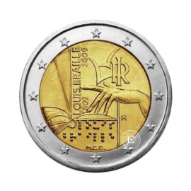 2 Eur moneta  200th anniversary of Louis Braille`s birth, Włochy 2009