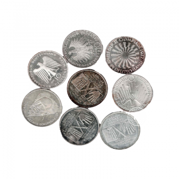 10 markių (9.69 g) sidabrinė moneta, Vokietija 1972 - 1997 (atsitiktiniai metai)