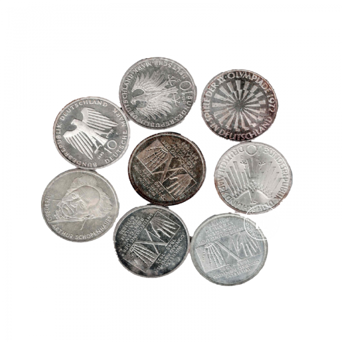 10 markių (9.69 g) sidabrinė moneta, Vokietija 1972 - 1997 (atsitiktiniai metai)