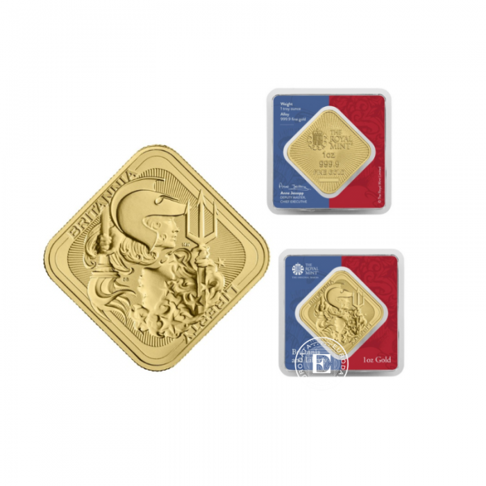 1 oz  (31.10 g) złota  sztabka Britannia and Liberty, The Royal Mint 999.9