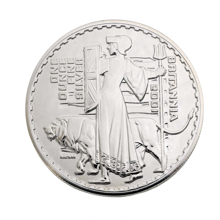 1 oz (31.10 g) silbermünze Britannia, Großbritannien 2001