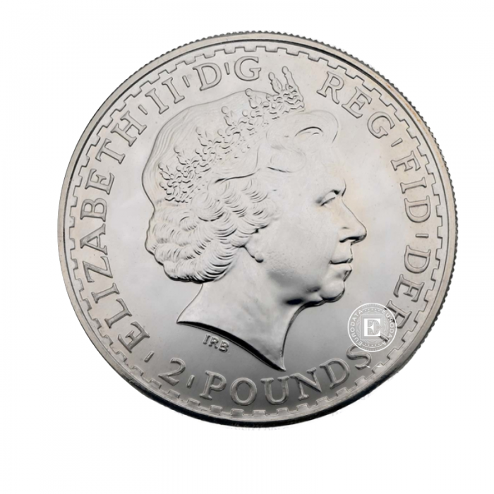 1 oz (31.10 g) sidabrinė moneta Britannia, Didžioji Britanija 2002