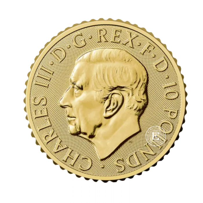 1/10 oz (3.11 g) pièce d'or Britannia - King Charles III, Grande-Bretagne 2025