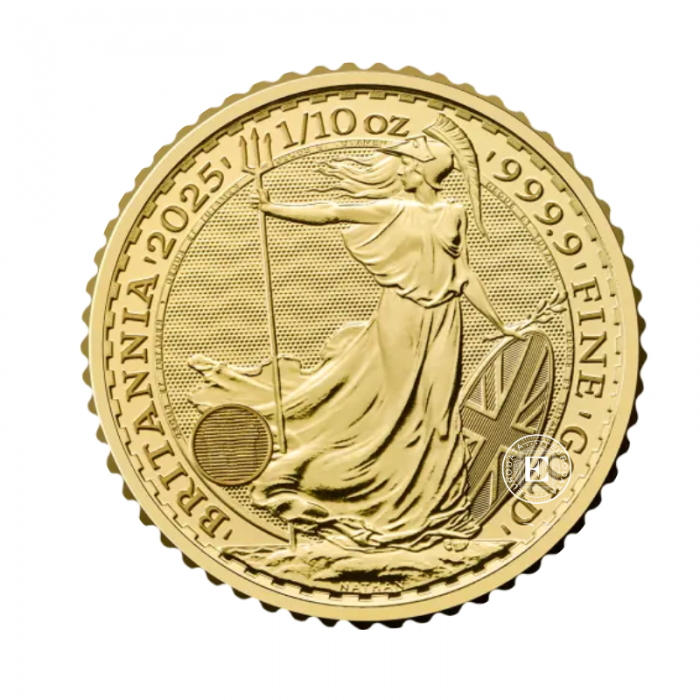 1/10 oz (3.11 g) pièce d'or Britannia - King Charles III, Grande-Bretagne 2025