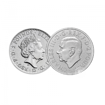 1 oz (31.10 g) sidabrinė moneta Britannia, Didžioji Britanija (atsitiktiniai metai)