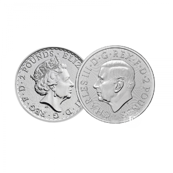 1 oz (31.10 g) sidabrinė moneta Britannia, Didžioji Britanija (atsitiktiniai metai)