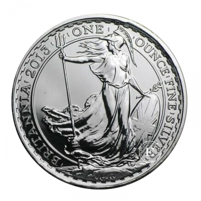 1 oz (31.10 g) silbermünze Britannia, Großbritannien 2013 (Privy Snake Mark)