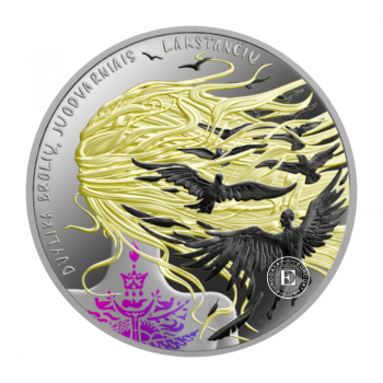 5 Eur (12.44 g) srebrna kolorowa moneta The Twelve Brothers, Twelve Black Ravens, Lithuania 2024