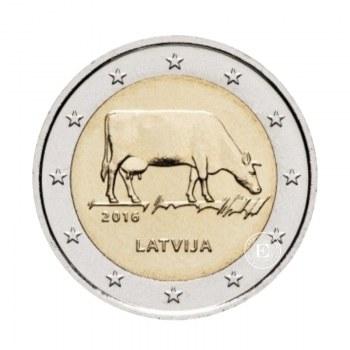 2 Eur moneta kortelėje Rudoji karvė, Latvija 2016