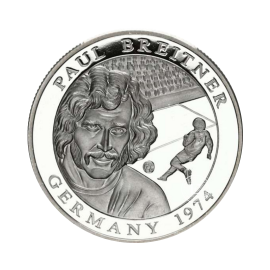 10 dollar (25 g) pièce d'argent Soccer - Paul Breitner - Germany, Libéria 2001