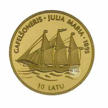 10 latų (1.24 g) auksinė PROOF moneta Mažiausia auksinė moneta pasaulyje, Latvija 1997