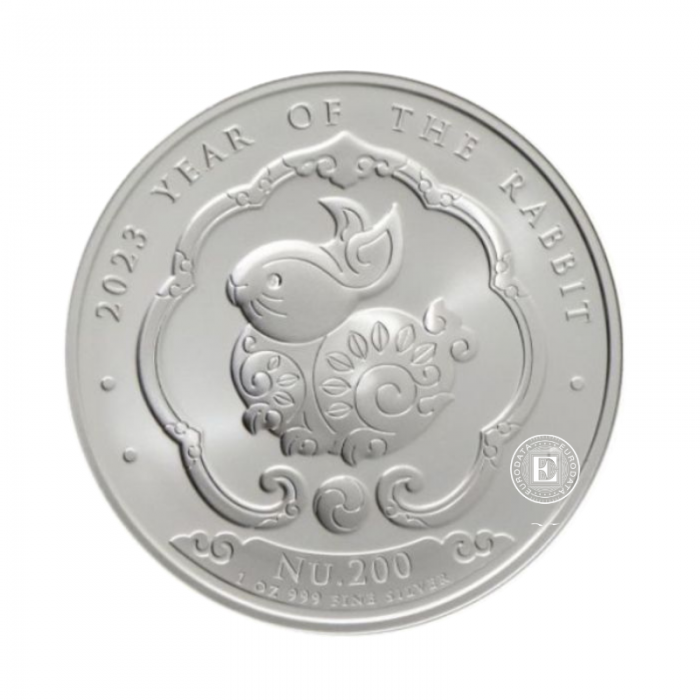 1 oz (31.10 g) pièce d'argent Year of the rabbit, Royaume de Bhoutan 2023