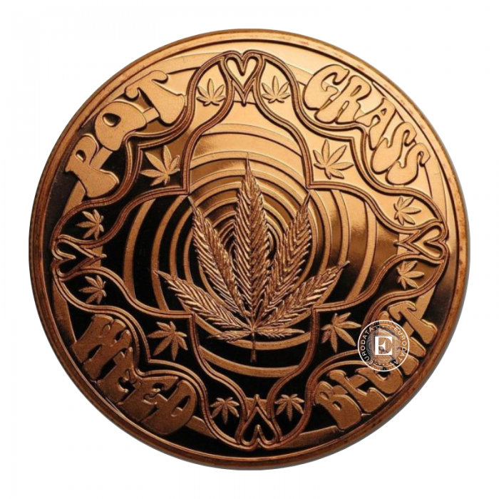 1 oz (31.10 g) varinė moneta Cannabis Hippie, JAV (atsitiktiniai metai)