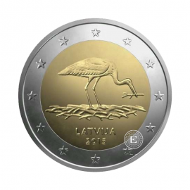 2 Eur coin Black Stork, Latvia 2015