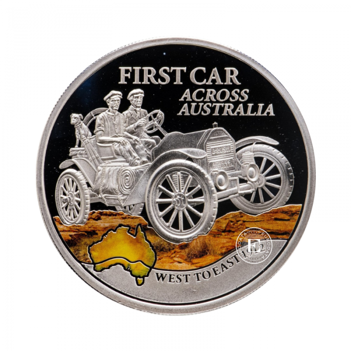 1 dolar (25 g) pièce d'argent coloree First Car Across Australia, Niue 2012