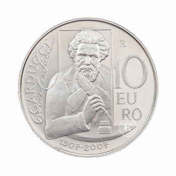 10 Eur (22 g) srebrna PROOF moneta Giouse Carducci, San Marino 2007