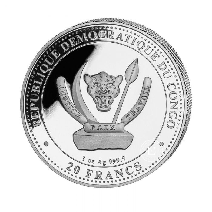 1 oz (31.10 g)  pièce d'argent coloree Prehistoric Life II - Carnotaurus, République du Congo 2025