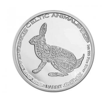 1 oz (31.10 g) sidabrinė moneta Celtic Animals - Triušis, Čadas 2021