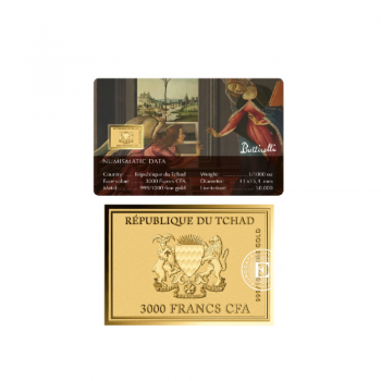 1/1000 oz gold bar-coin Sandro Botticelli Paintings – The Cestello Annunciation, Chad
